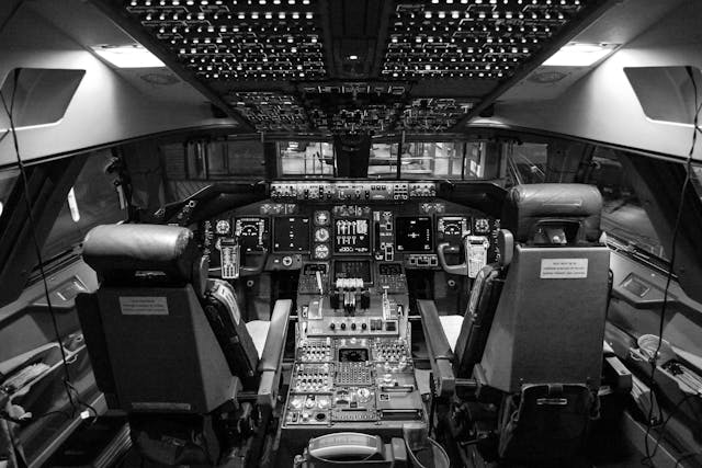 Airplane cockpit dashboard showing simple, intuitive control interface